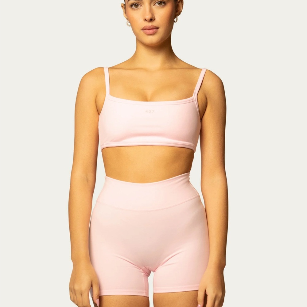 437 Powder Pink Bra and Biker Shorts